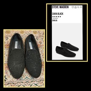 STEVE MADDE Cavia Black Shoe | Rhinestone Studded | Slip On | size 13